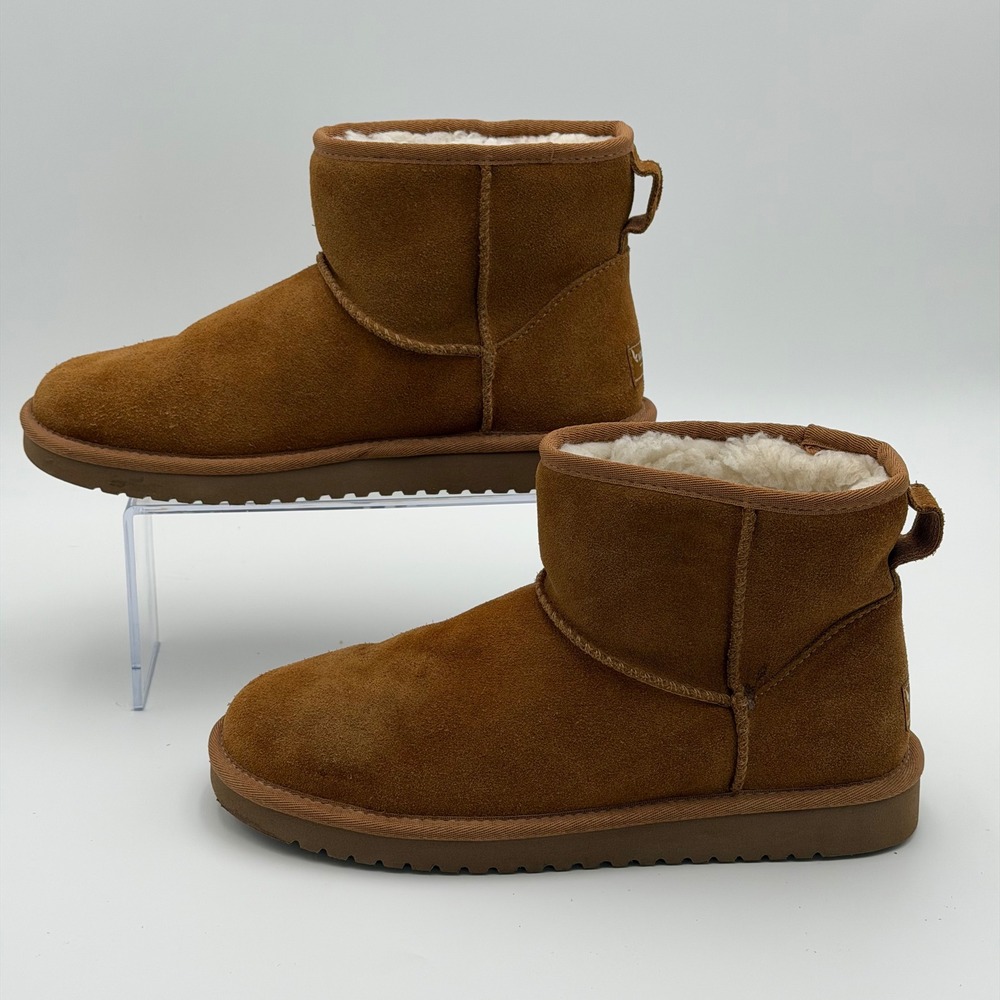 KOOLABURRA BY UGG Womens 9 Chestnut Suede Fur Lined Mini Ankle Boots Pull On